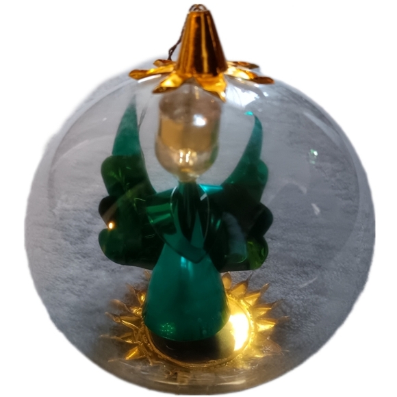 Vintage Glass Floating Metallic Angel Christmas Ornament, Antique Holiday - Picture 1 of 8
